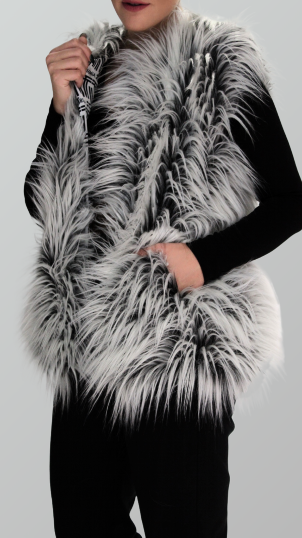 Faux Fur Vest in Black and White.
